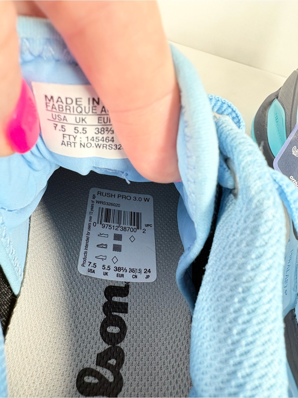Like New Wilson Rush Pro 3.0 Women’s Tennis Shoe. Light Blue. Size 7.5 - Picture 10 of 13